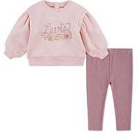 Levi'S Baby Girls Crewneck Top And Pant Set - Pink