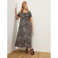 Yours Curve Frill A Line Textured Dress - Black