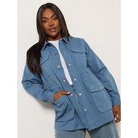 Yours Curve Carpenter Jacket - Blue