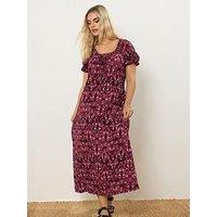 Yours Curve Frill A Line Textured Dress - Pink