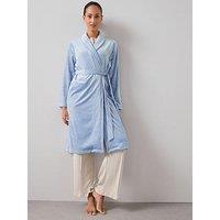 The Very Collection Velour Rib Dressing Gown - Blue