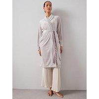 The Very Collection Velour Rib Dressing Gown - Grey