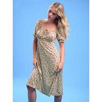 Pixiegirl Petite Vintage Ditsy Square Neck Midi Dress - Yellow