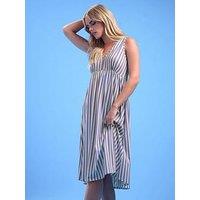 Pixiegirl Petite V-Neck Stripe Midi Dress - Blue