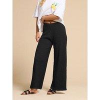 Pixiegirl Petite Textured Wide Leg Trouser - Black