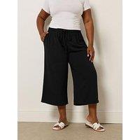 Yours Curve Washed Twill Culottes - Black