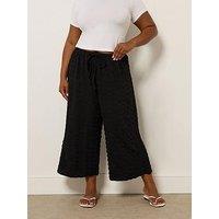 Yours Curve Square Bubble Culottes - Black