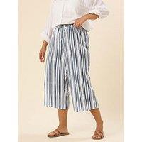 Yours Curve Linen Look Culotte - Blue