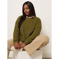 Yours Curve Drop Shoulder Jumper - Olive Green