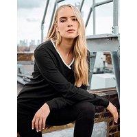 Long Tall Sally Rib V Neck Sweatshirt - Black