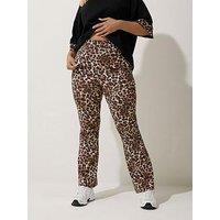 Yours Curve Leopard Leggings - Brown