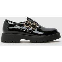 Schuh Junior Loyal Patent Double Strap T-Bar Shoes - Black