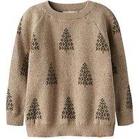 Lil Atelier Mini Boys Christmas Tree Jumper - Beige