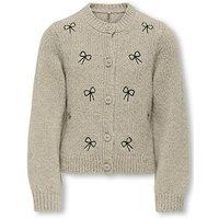 Only Kids Girls Bow Embroidered Cardigan - Beige