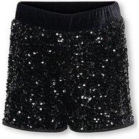 Only Kids Girls Sequin Shorts - Black