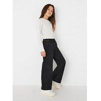 Only Kids Girls Comet Wide Leg Jeans - Black