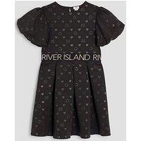 River Island Older Girls Embossed Scuba Dress - Black