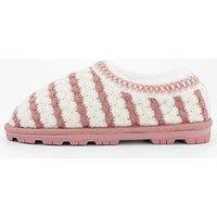 The Very Collection Knitted Striped Slipper - Cream