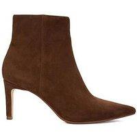 Dune London Obsessively Suede Point Heel Boot - Dark Tan