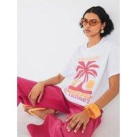 River Island Short Sleeve St Tropez Embroidery T-Shirt - White
