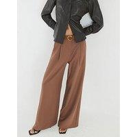 River Island Easy Belted Wide Leg - Brown