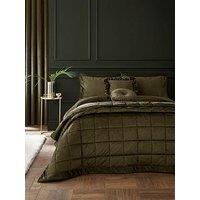 Catherine Lansfield Kingsley Matt Velvet Duvet Set - Olive