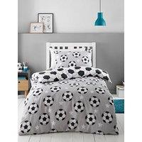 Catherine Lansfield Brushed Cotton Football Stars Reversible Duvet Set Grey