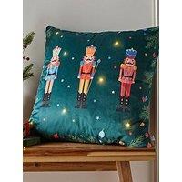 Catherine Lansfield Nutcracker Christmas Light Up Cushion- 45X45Cm