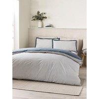 Catherine Lansfield Oxford Pinstripe Duvet Set- Blue