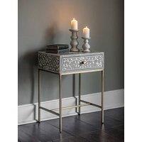 Laura Ashley Grey Epsley Side Table With Drawer