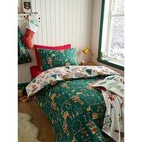 Belle & Boo Christmas Fairground Reversible 100% Cotton Duvet Set Green
