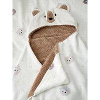 Catherine Lansfield Cosy Bear Kids Hooded Blanket- 90X125Cm