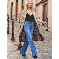 Sosandar Classic Longline Double Breasted Trench With Pockets (Leopard Lining) - Purple