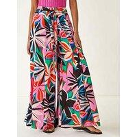 Roman Abstract Print Pocket Palazzo Trouser - Pink