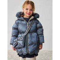 Ted Baker Younger Girls Scallop Coat With Bag - Navy