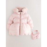 Ted Baker Younger Girls Scalop Coat With Bag - Pink