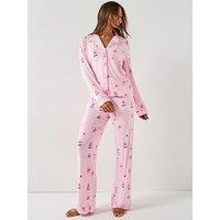 The Very Collection Womens Family Christmas Pyjama Flamingo Revere Mini Me Set - Pink