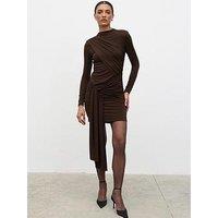 Pretty Lavish Raya Mini Drape Jersey Dress - Brown
