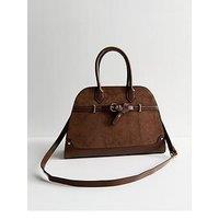 New Look Dark Brown Faux Suede Large Tote Bag