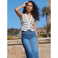 Sosandar Mid Blue 6 Longline Skirt With Split