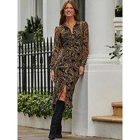 Sosandar Black Mesh Shirt Midi Dress - Brown