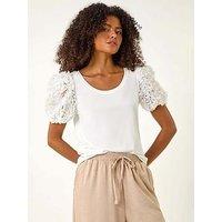 Roman Dusk 3D Puff Sleeve Stretch T-Shirt - White