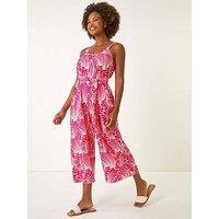 Roman Abstract Strappy Jumpsuit - Pink
