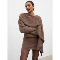Pretty Lavish Cassio Drape Fluffy Knit Mini Dress