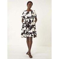 Roman Ric Rac Print Smock Dress - Black