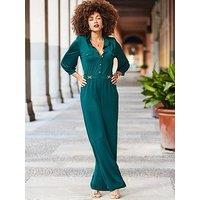 Sosandar Slinky Pocket Detail Jumpsuit - Green