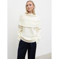 Pretty Lavish Tarla Exaggerated Collar Knit Top - Cream