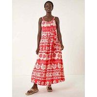 Roman Shell Print Strap Maxi Dress - Red