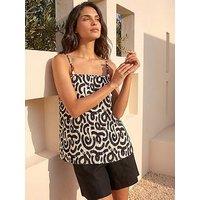 Roman Dusk Wave Plisse Cami Top - Ivory
