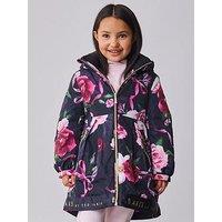 Ted Baker Girls Printed Floral Coat - Navy